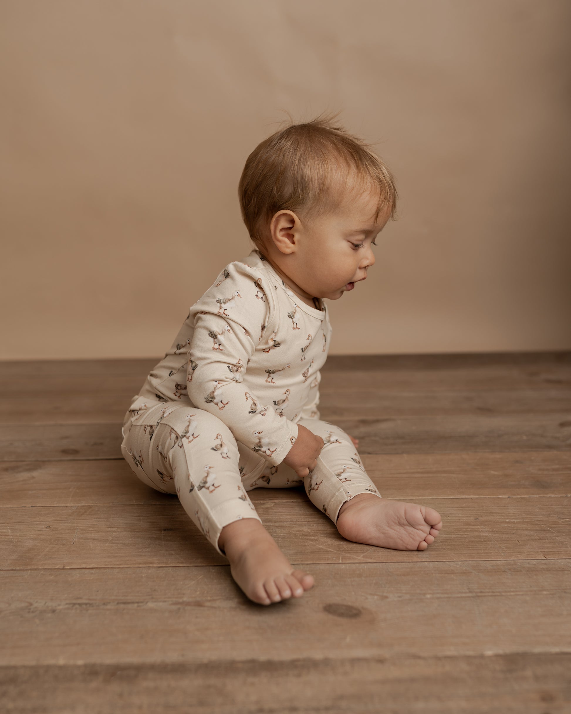 Hanevild Leggings med gåseprint - baby Pants Summer sand