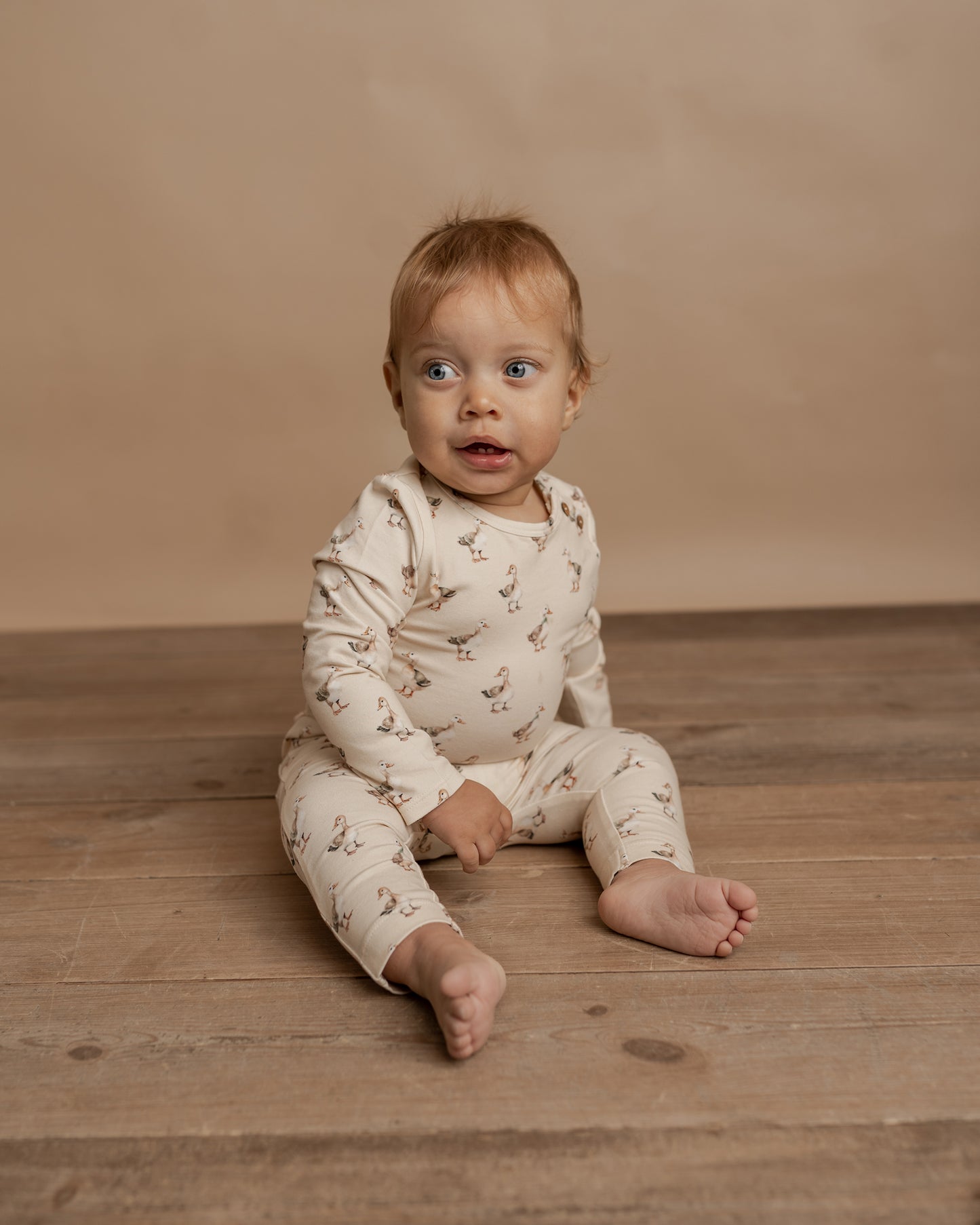 Hanevild Leggings med gåseprint - baby Pants Summer sand