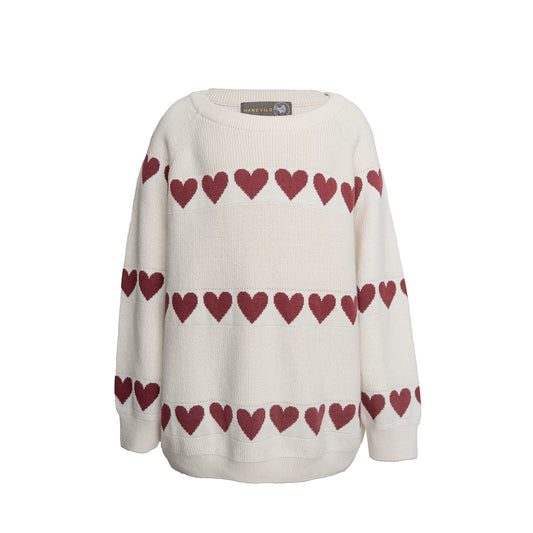 Hanevild Rød hjerte bluse Blouses Ivory