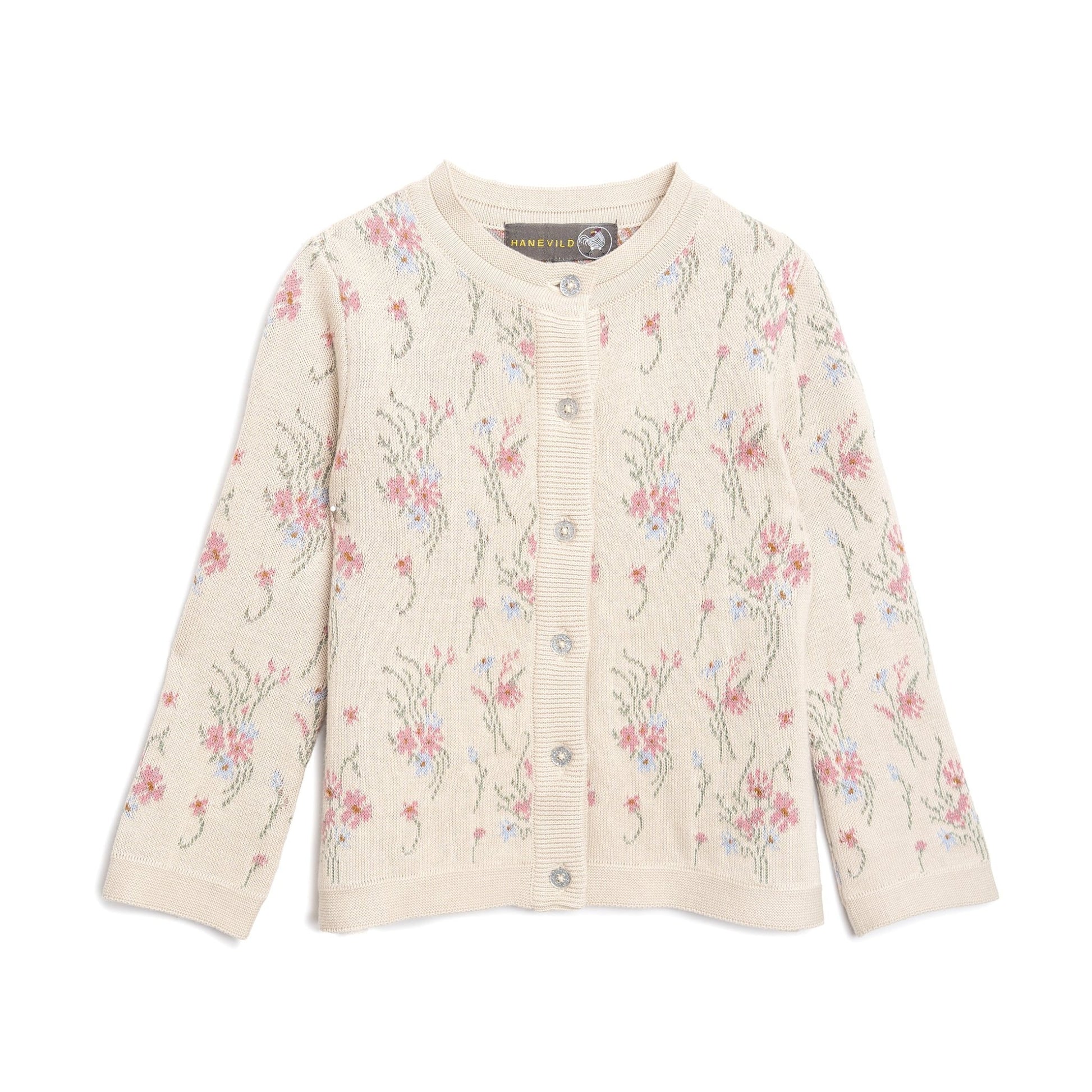 Blomster cardigan - pige - Summer sand - Hanevild