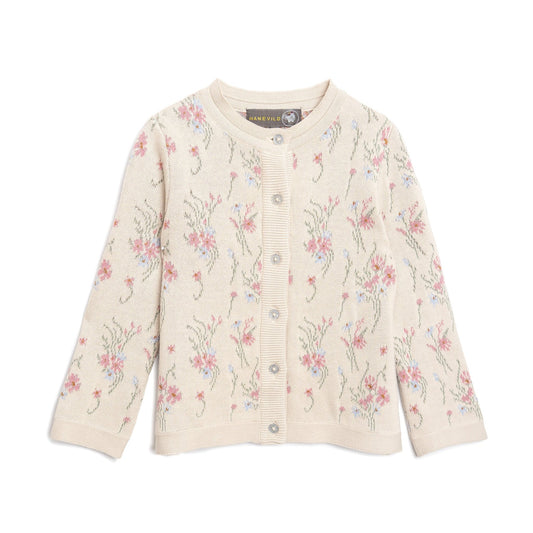Blomster cardigan - pige - Summer sand - Hanevild