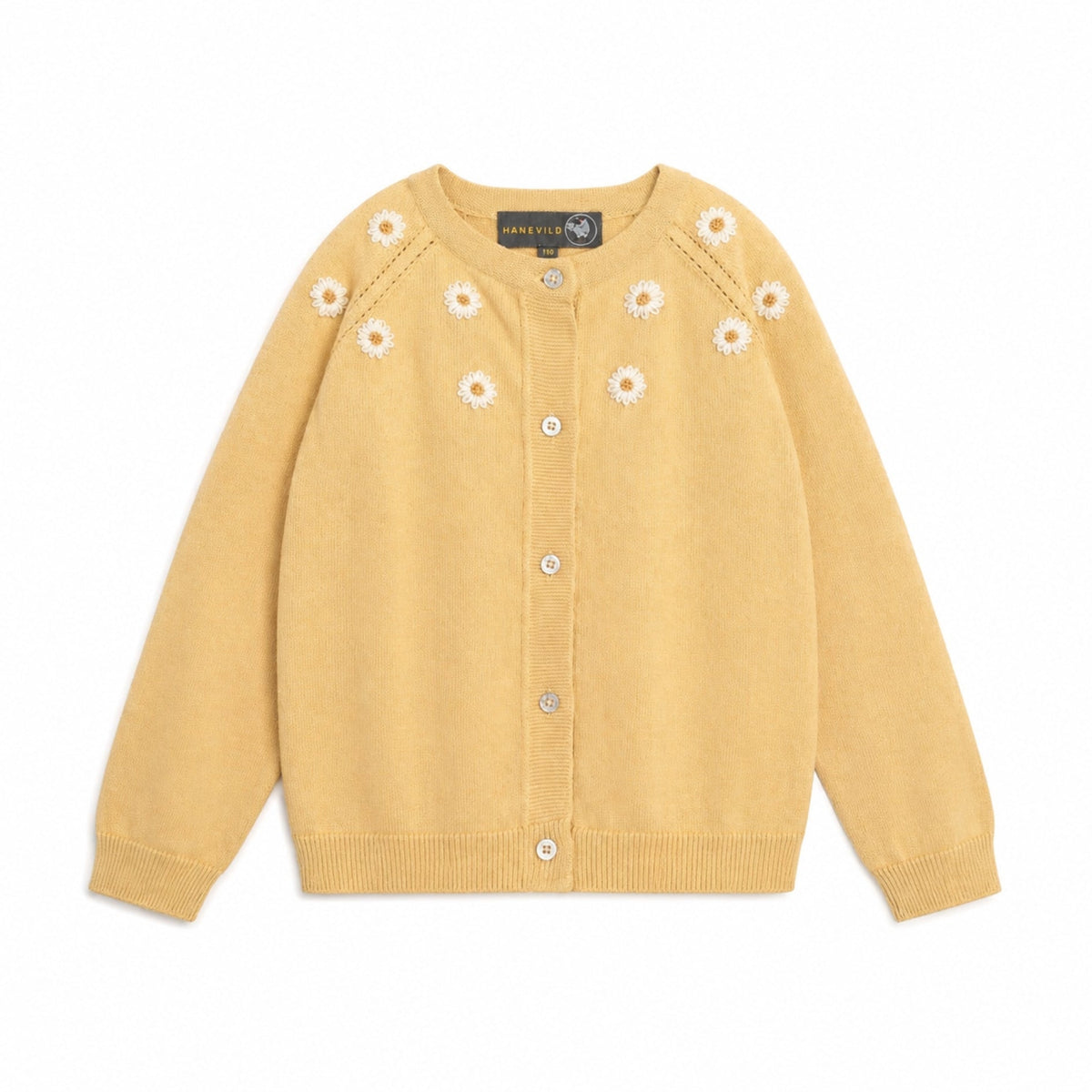 Cardigan til piger med marguritter - italien straw - Hanevild