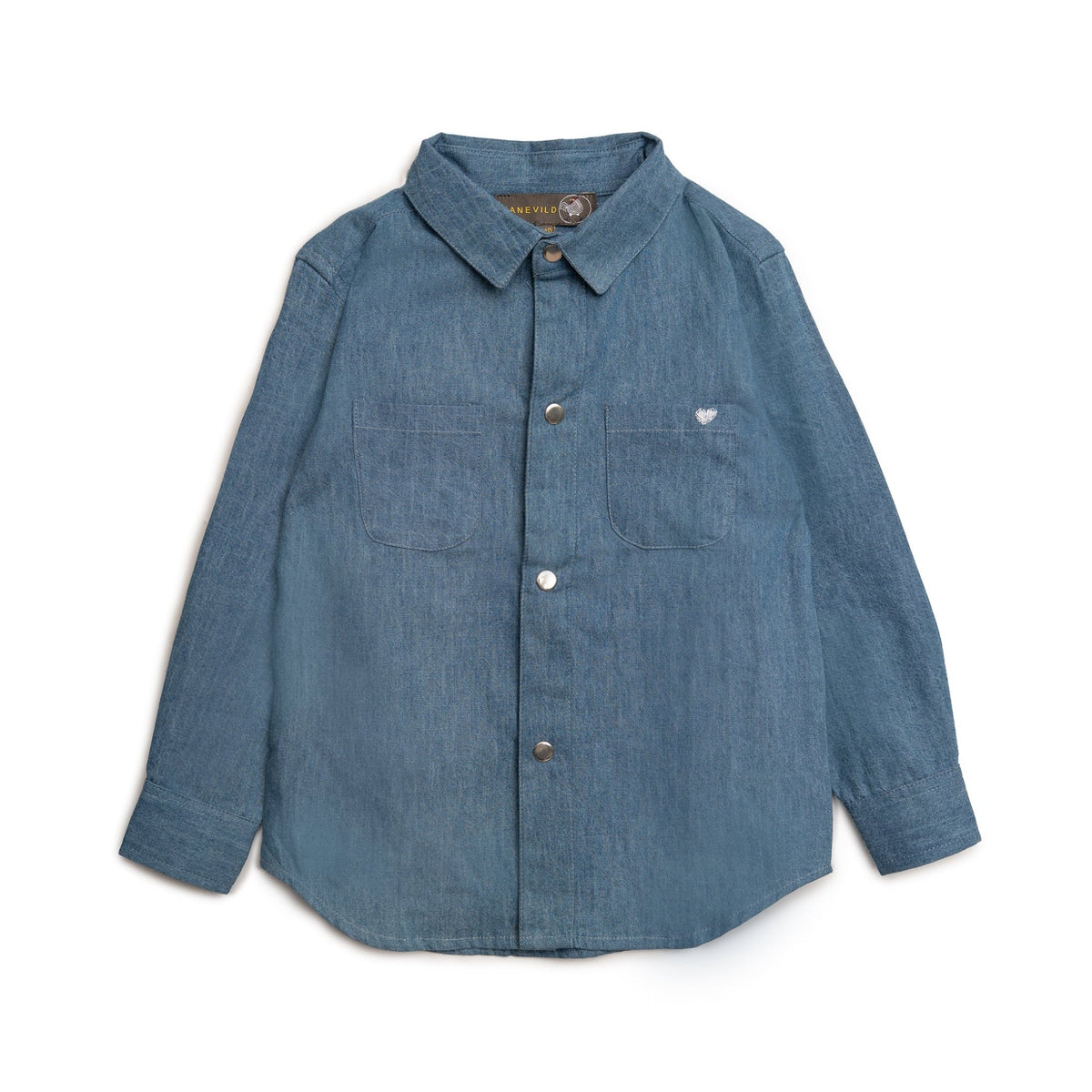 Denimskjorte med broderet hjerte til børn - Hanevild