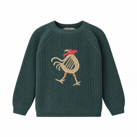 Hanevild sweater med hane – økologisk bomuld - Hanevild