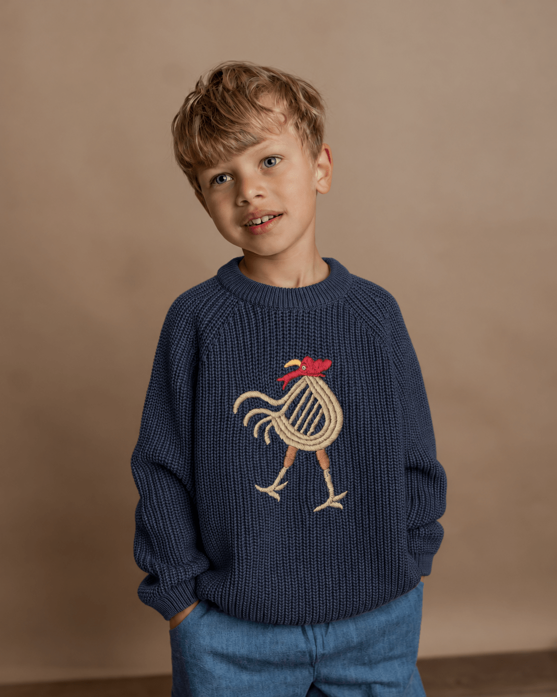 Hanevild sweater med hane – økologisk bomuld - Hanevild