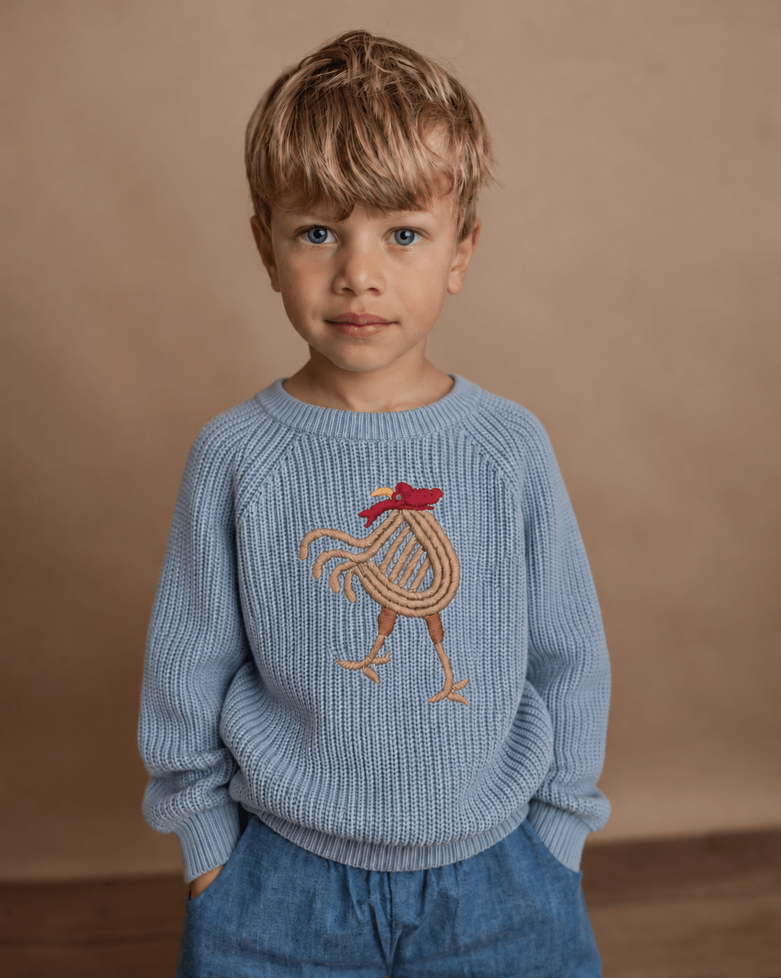 Hanevild sweater – støvet blå - økologisk bomuld - Hanevild