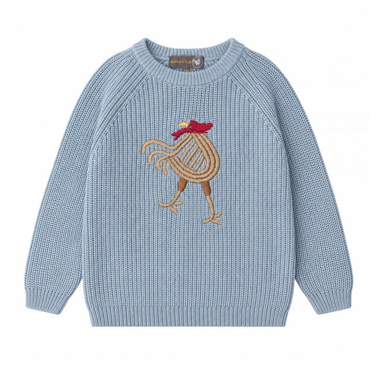 Hanevild sweater – støvet blå - økologisk bomuld - Hanevild