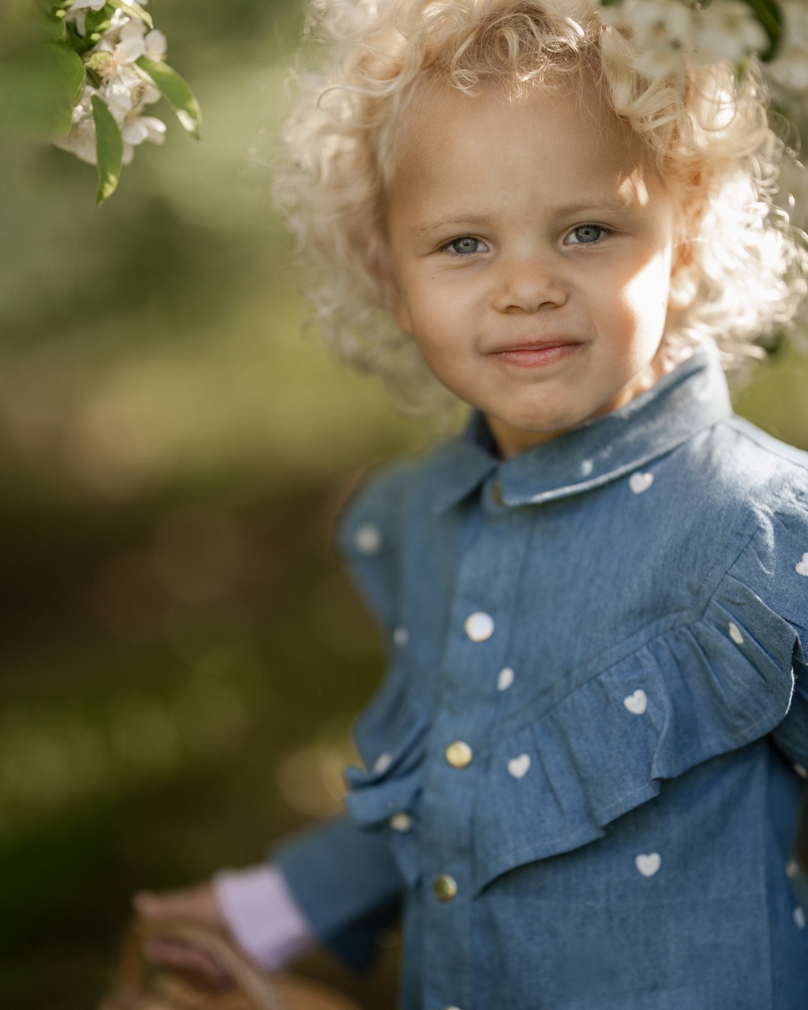 Hjerte skjorte - pige - denim - Hanevild