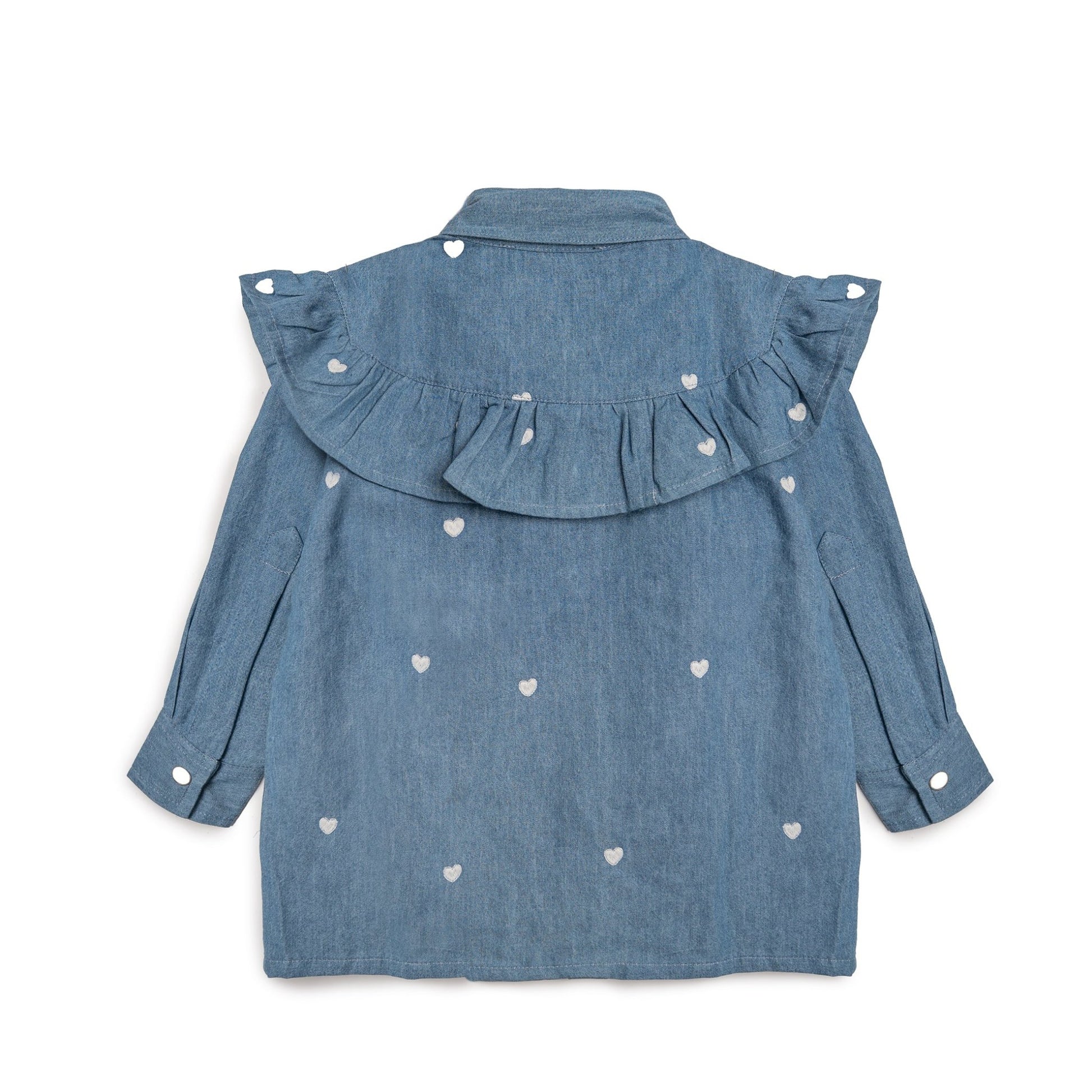 Hjerte skjorte - pige - denim - Hanevild