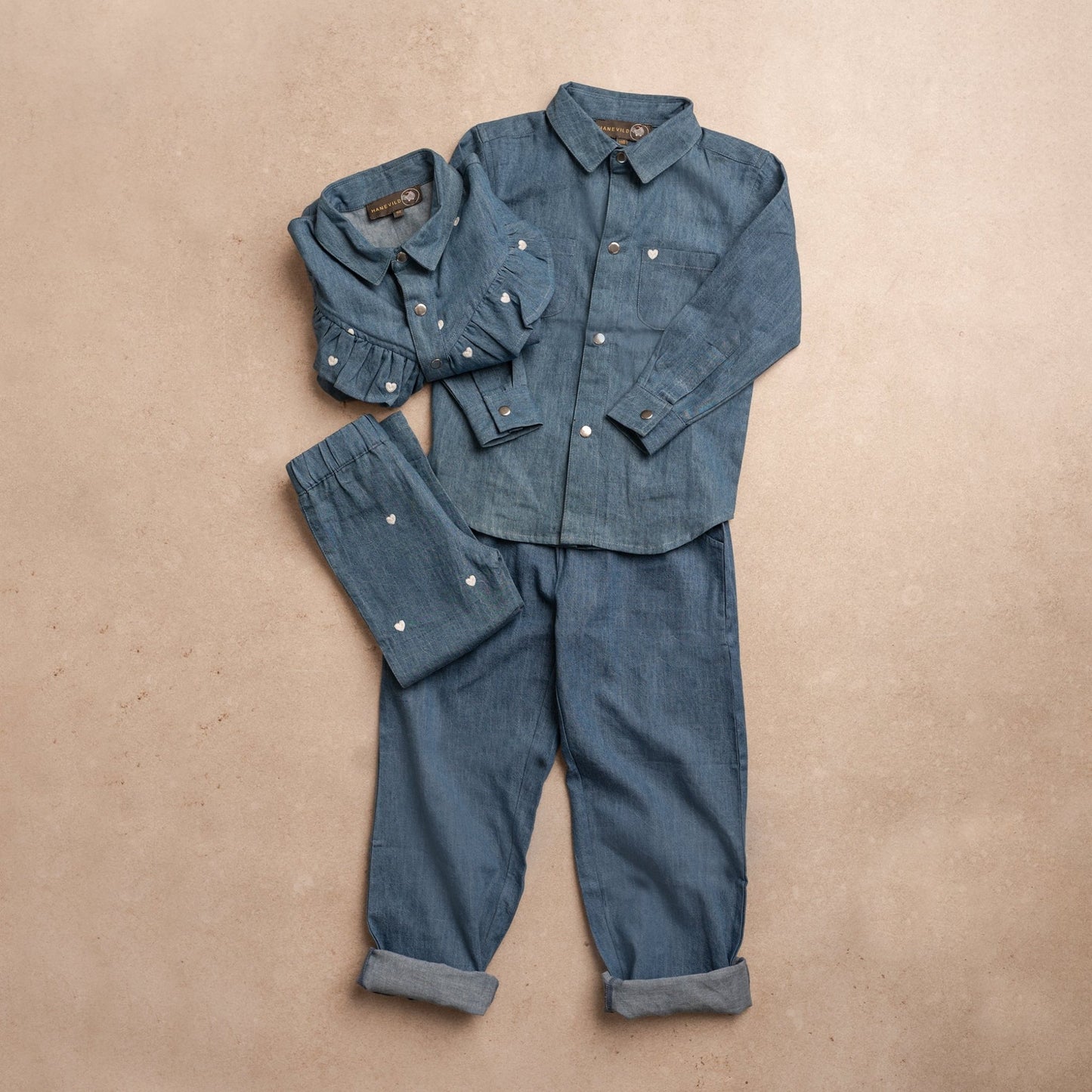 Hjerte skjorte - pige - denim - Hanevild