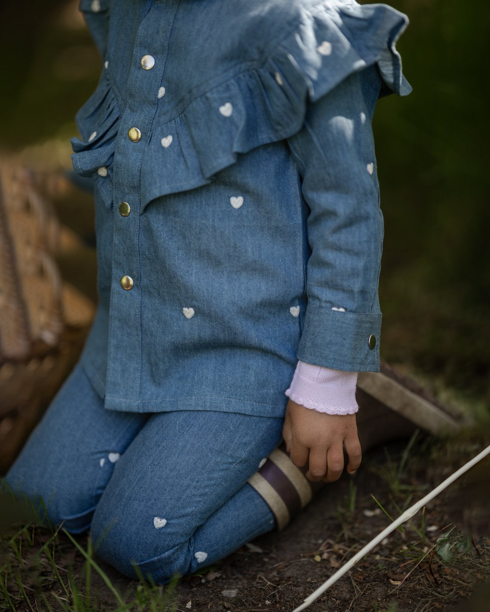 Hjerte skjorte - pige - denim - Hanevild