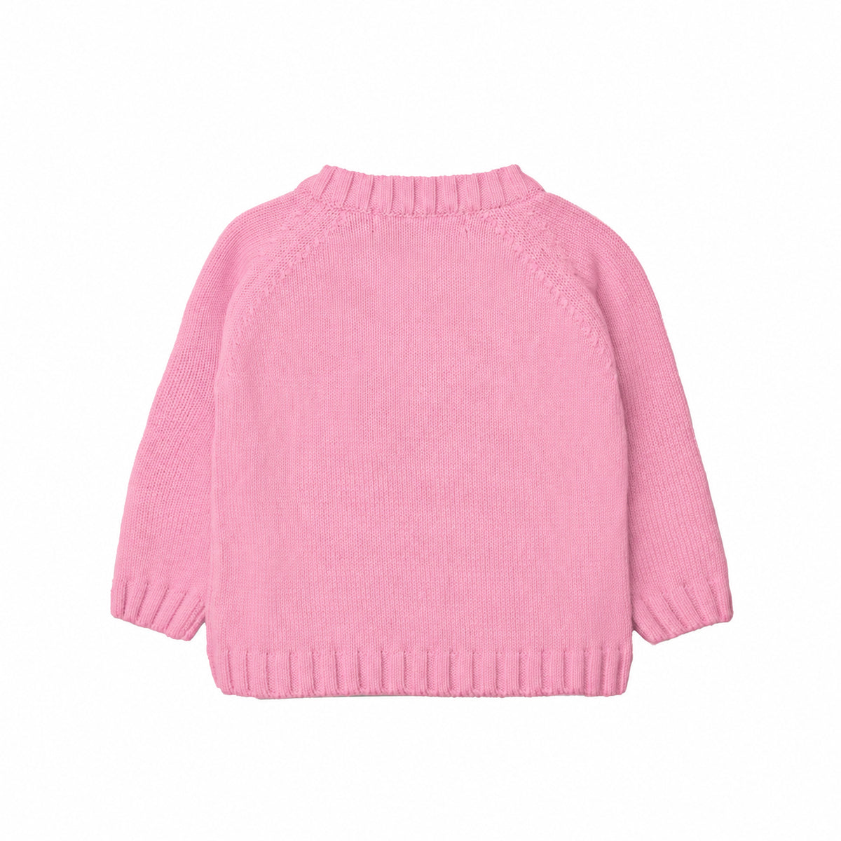 Sweater med bamse broderi - pink - økologisk bomuld