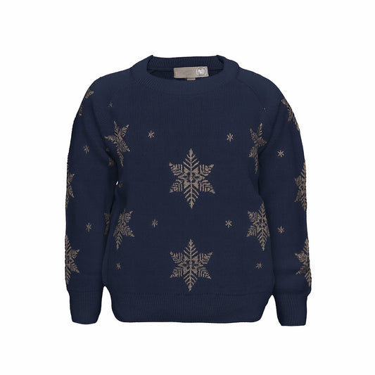 Sweater med gyldne snefnug – økologisk bomuld