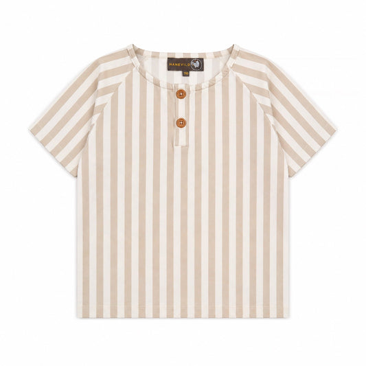 Stribet t-shirt - Summer sand - Hanevild