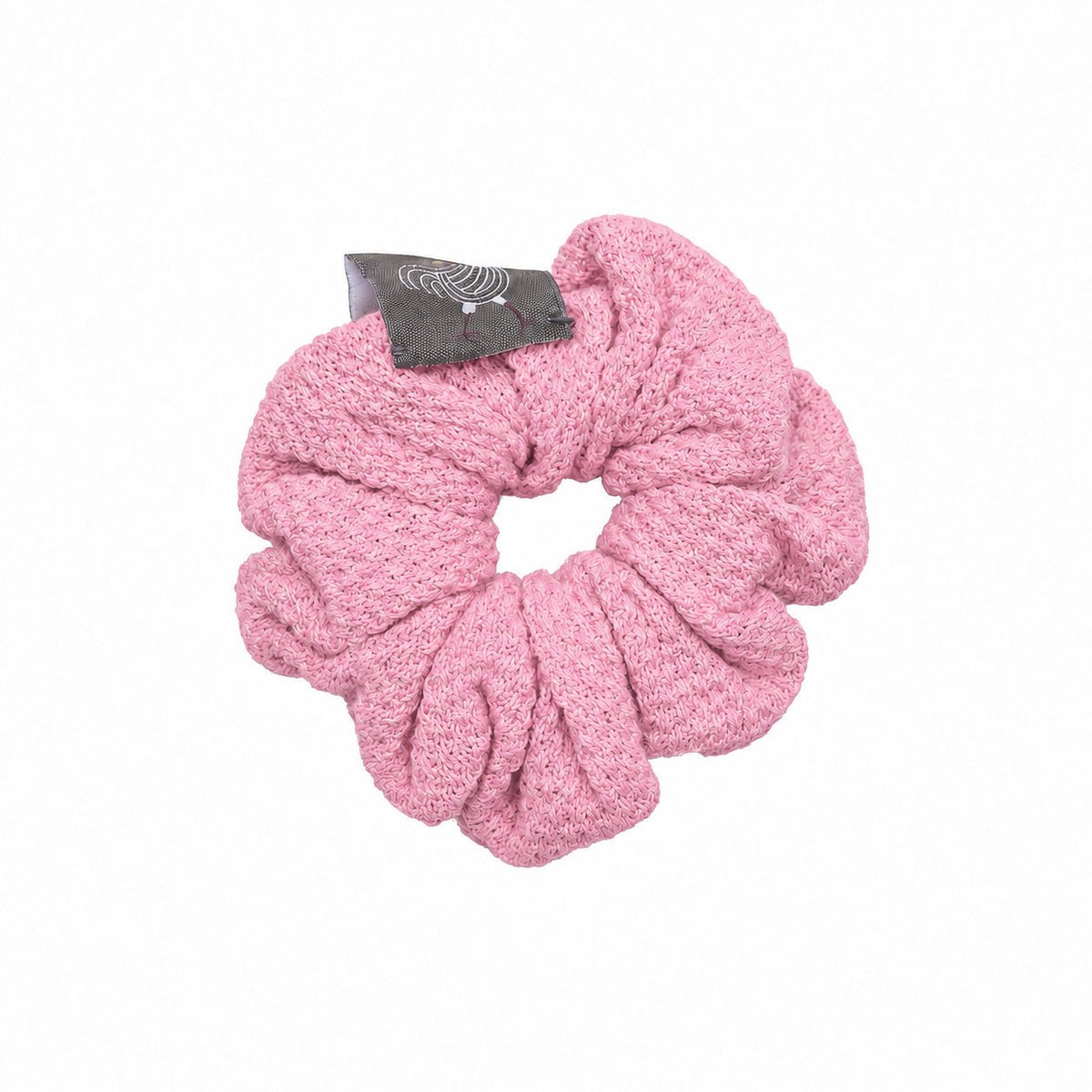 Strikket scrunchie i økologisk bomuld – pink - Hanevild