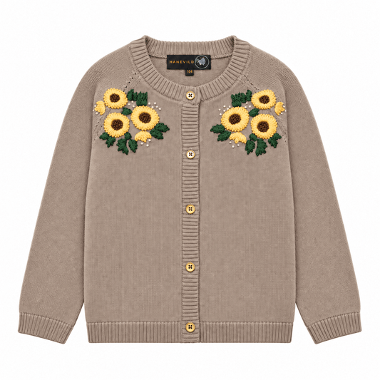 sunflower cardigan – sand - økologisk bomuld - Hanevild