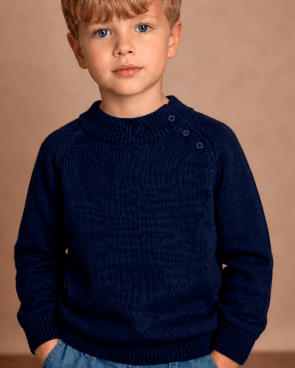 Sweater i økologisk uld – Navy - Hanevild