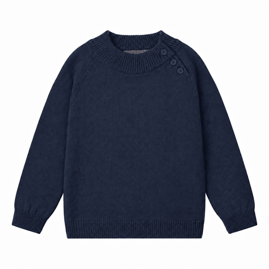Sweater i økologisk uld – Navy - Hanevild