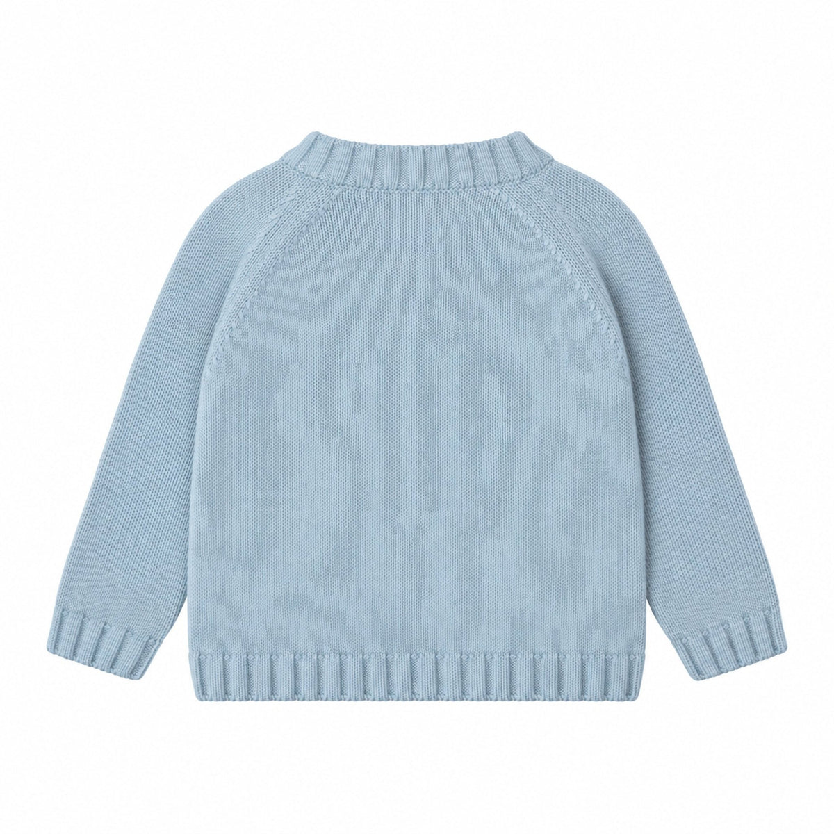 Sweater med bamse broderi - blå - økologisk bomuld - Hanevild