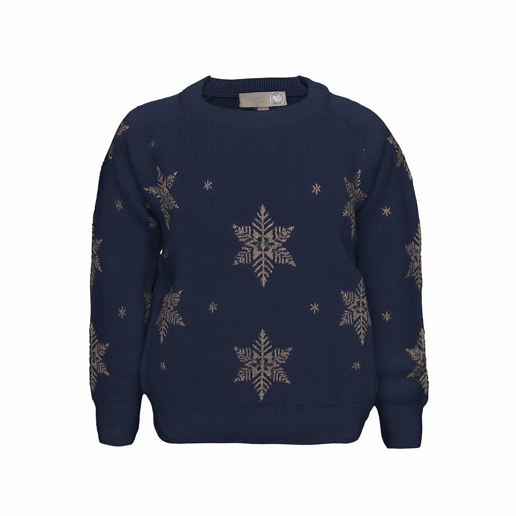 Sweater med gyldne snefnug – økologisk bomuld - Hanevild