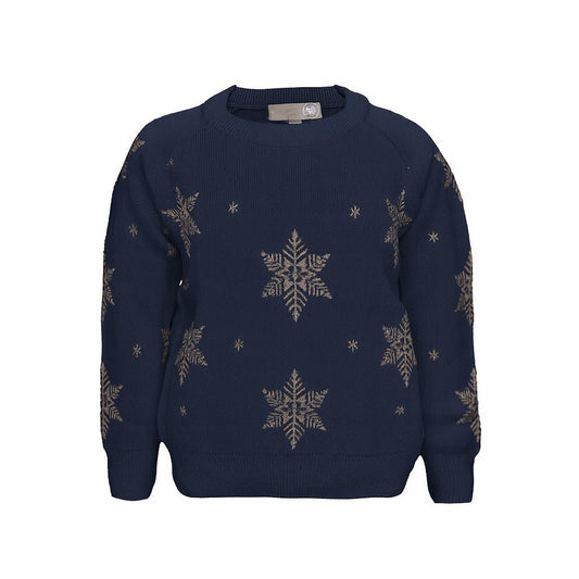 Sweater med gyldne snefnug – økologisk bomuld - Hanevild