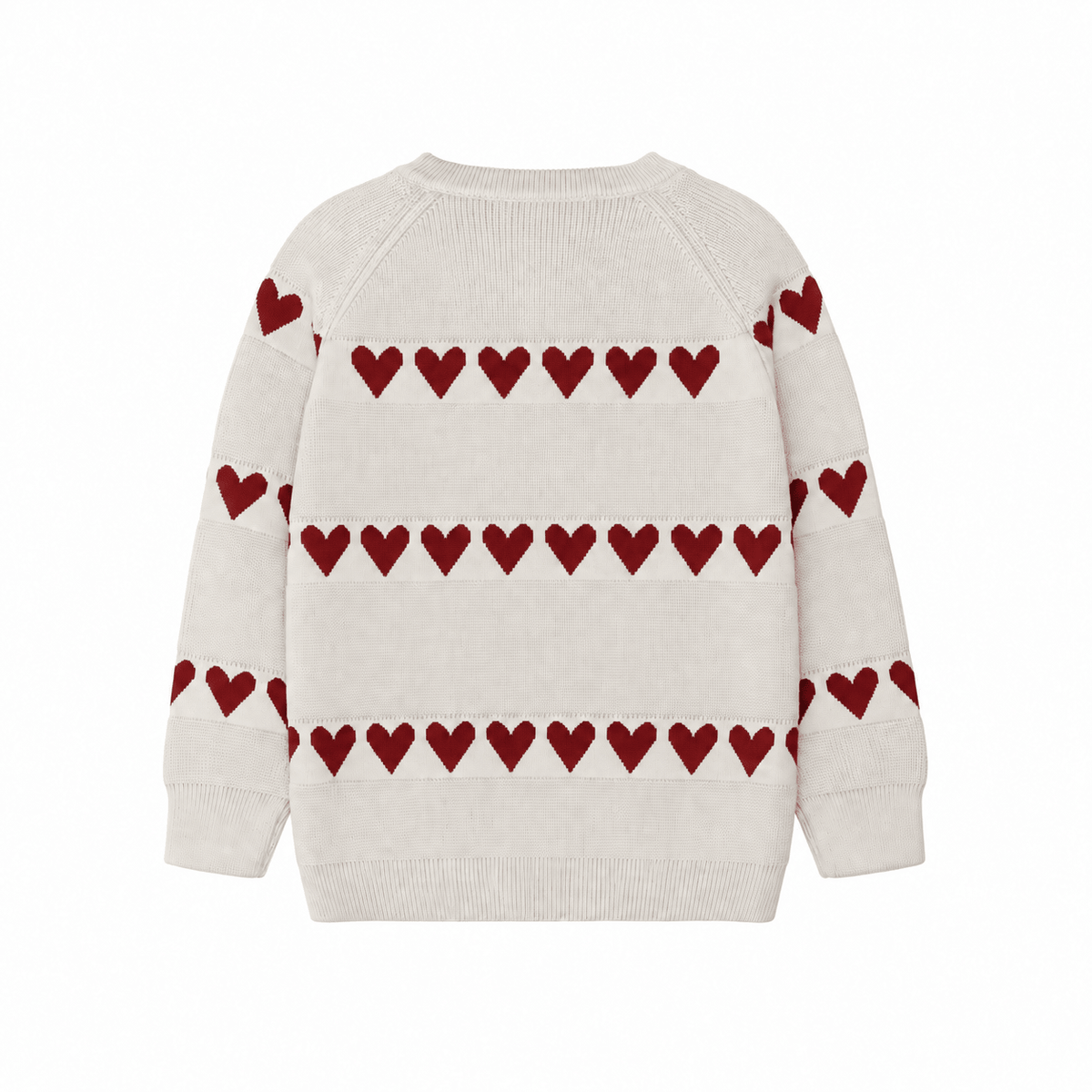 Sweater med røde hjerter – økologisk bomuld - Hanevild