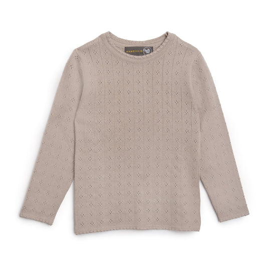 Tynd merinoulds bluse - sand, merino wool - Hanevild