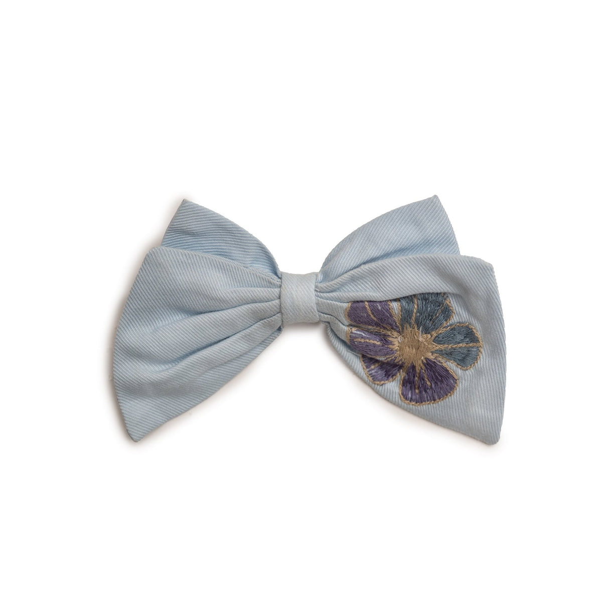 Vibe hårsløjfe med broderede blomster – Kentucky Blue - Hanevild